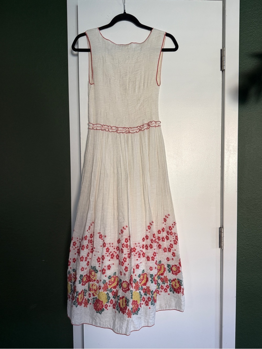 Max Studio Ivory Maxi Dress with Red & Yellow Floral Hem - Picture 2 of 3